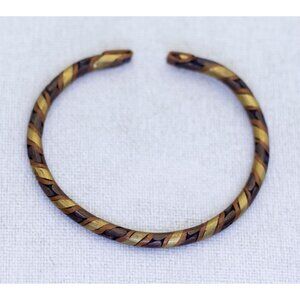 7 1/2 inch, Vintage Spiral Stripes Copper Brass Cuff Bracelet - AX9